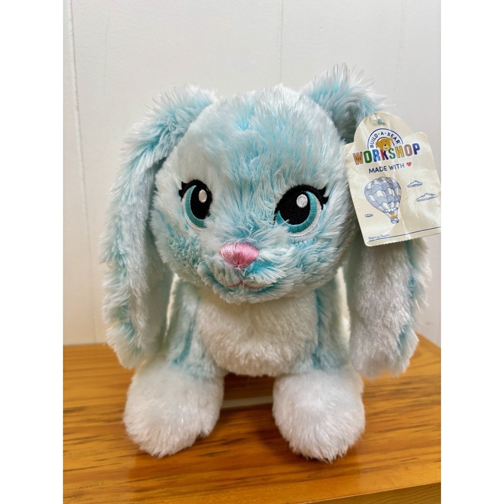 Build-A-Bear 2018 Merry Mint Blue White Bunny Rabbit Sparkle Plush Easter - NEW